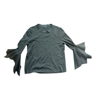 COS Women's Black Long Sleeve Knit Top with Dramatic Fluted Bell Sleeves